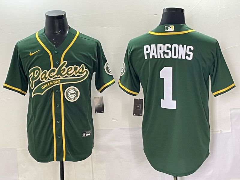 Men 2025 Nike Green Bay Packers #1 Parsons Green Joint Name  Limited NFL Jersey style 043->baltimore ravens->NFL Jersey